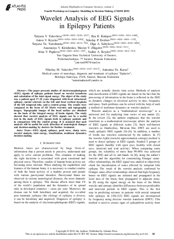 (PDF) Wavelet Analysis of EEG Signals in Epilepsy Patients