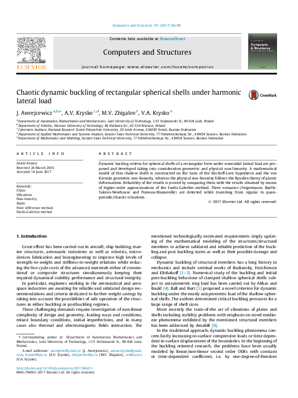 (PDF) Chaotic dynamic buckling of rectangular spherical shells under ...
