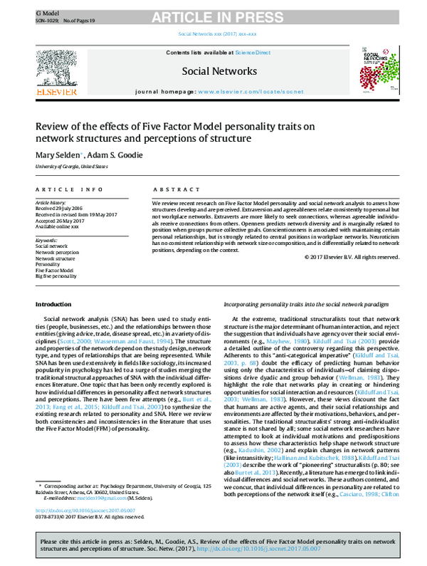 (PDF) Review of the effects of Five Factor Model personality traits on ...