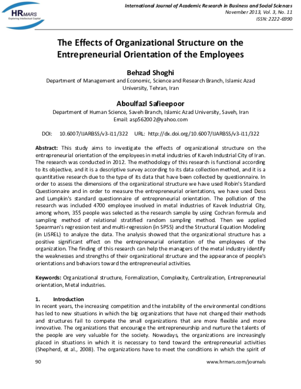 (PDF) The Effects of Organizational Structure on the Entrepreneurial ...