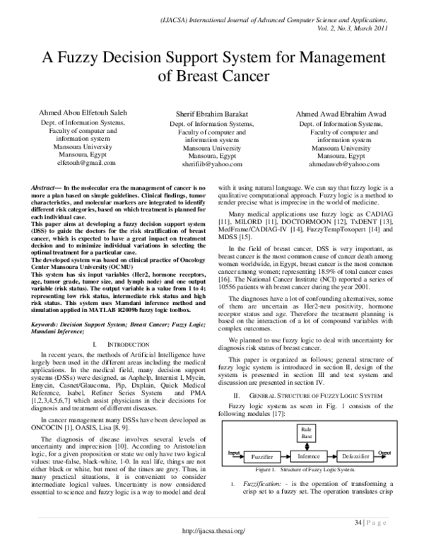 (PDF) A Fuzzy Decision Support System for Management of Breast Cancer