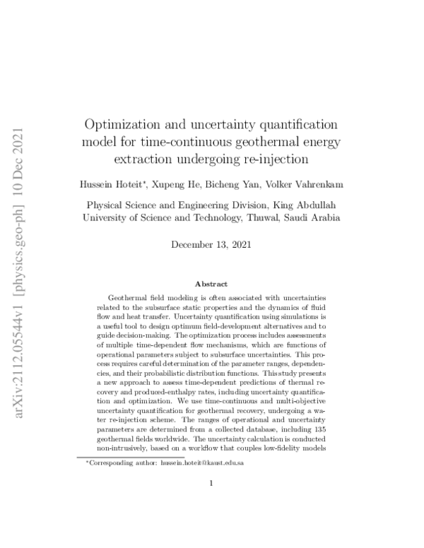 (PDF) Optimization and uncertainty quantification model for time ...