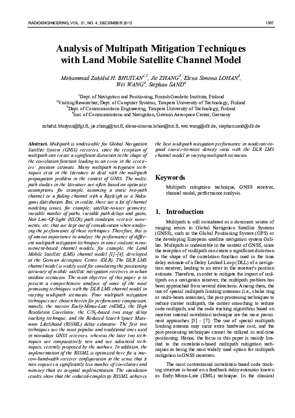 (PDF) Analysis of Multipath Mitigation Techniques with Land Mobile ...