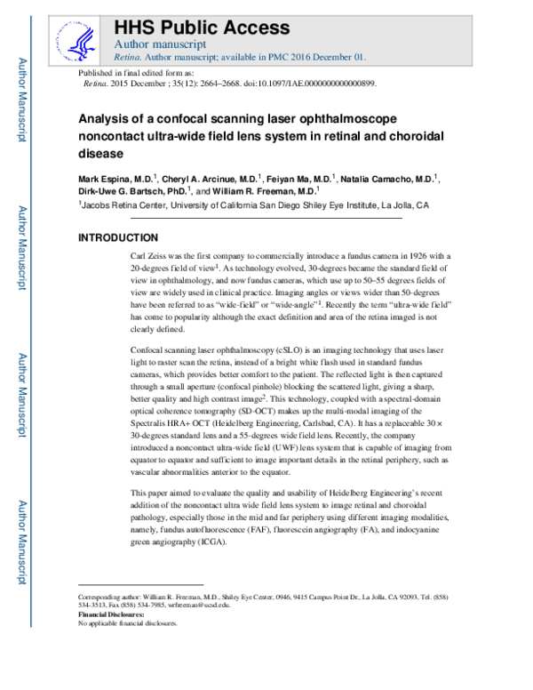 (PDF) Analysis of a Confocal Scanning Laser Ophthalmoscope Noncontact ...