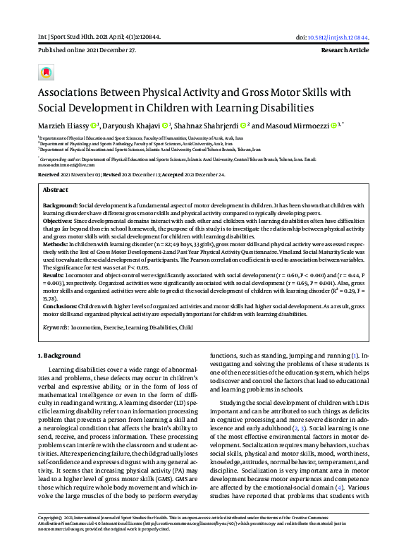 (PDF) Associations Between Physical Activity and Gross Motor Skills ...