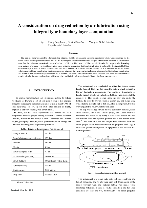 (PDF) A consideration on drag reduction by air lubrication using ...