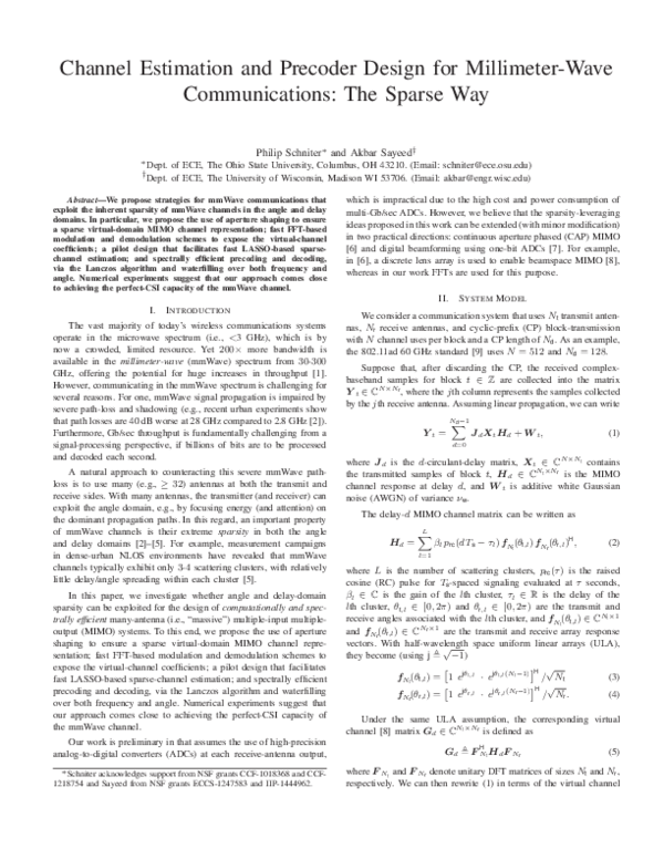 (PDF) Channel estimation and precoder design for millimeter-wave ...