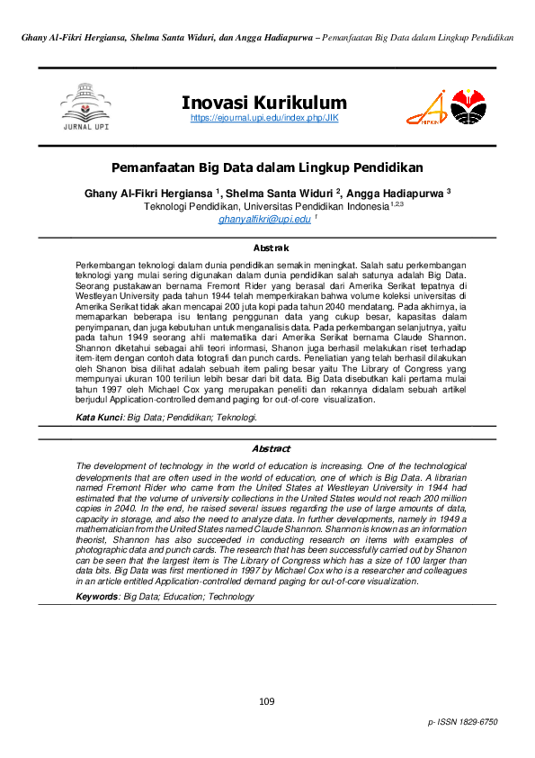 (PDF) Pemanfaatan Big Data dalam Lingkup Pendidikan