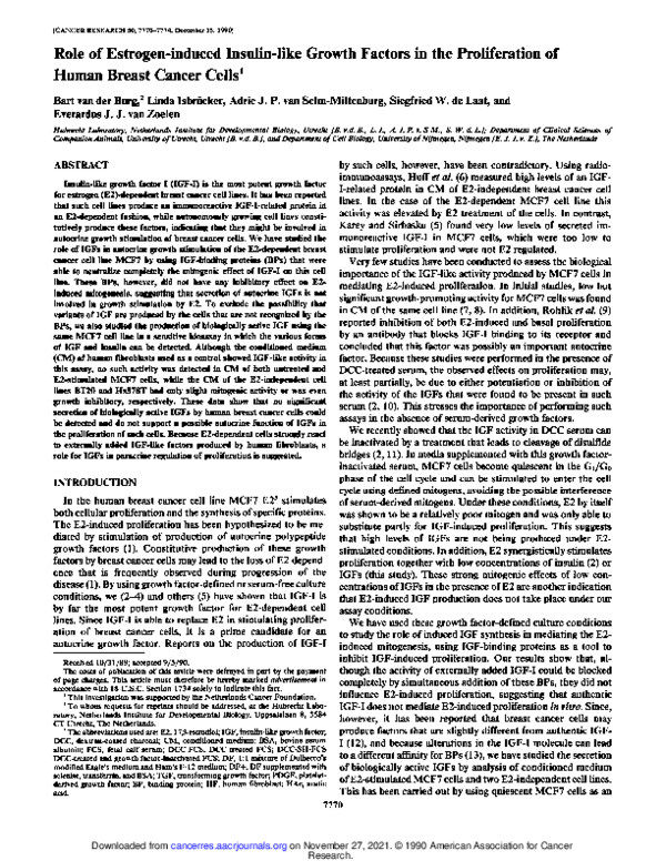 (PDF) Role of estrogen-induced insulin-like growth factors in the ...