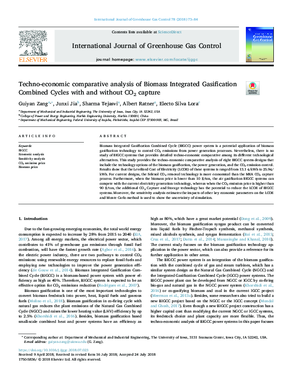 (PDF) Techno-economic comparative analysis of Biomass Integrated ...