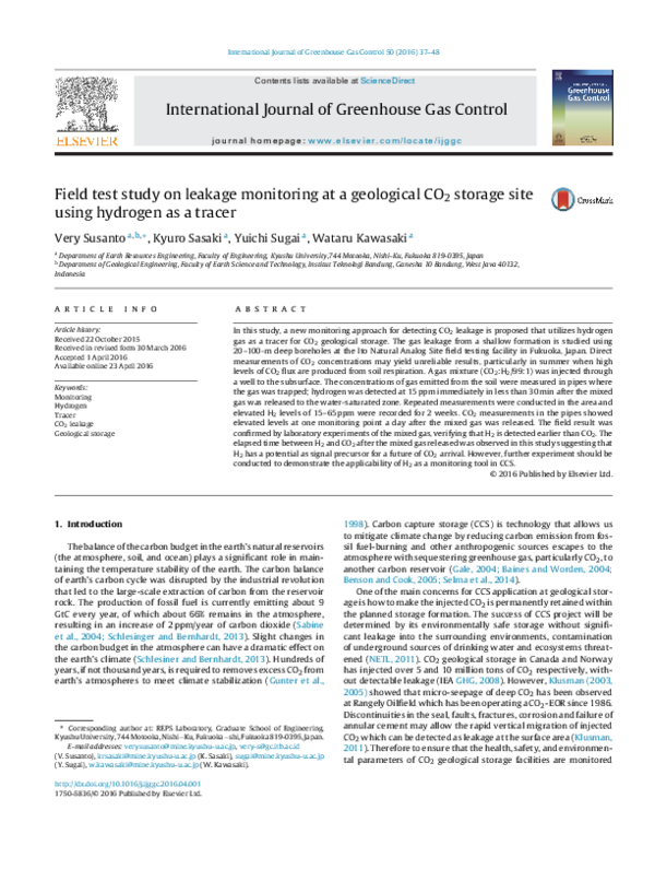 (PDF) Field test study on leakage monitoring at a geological CO2 ...