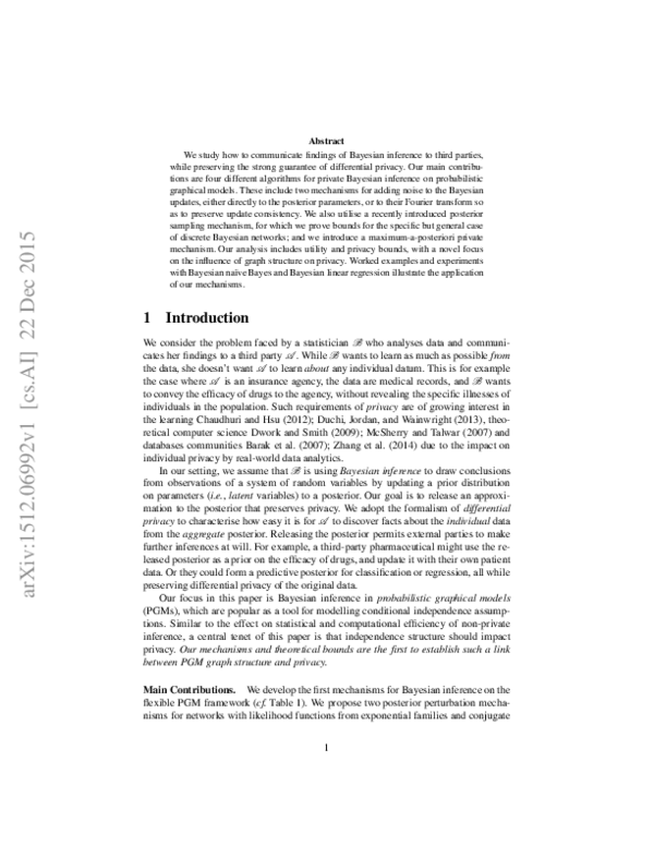 (PDF) On the Differential Privacy of Bayesian Inference