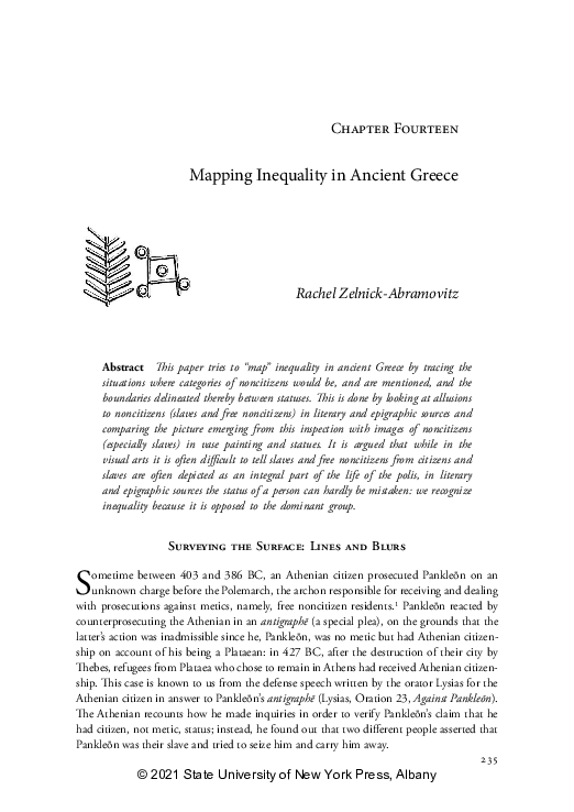 (PDF) Mapping Inequality in Ancient Greece Rachel ZelnickAbramovitz