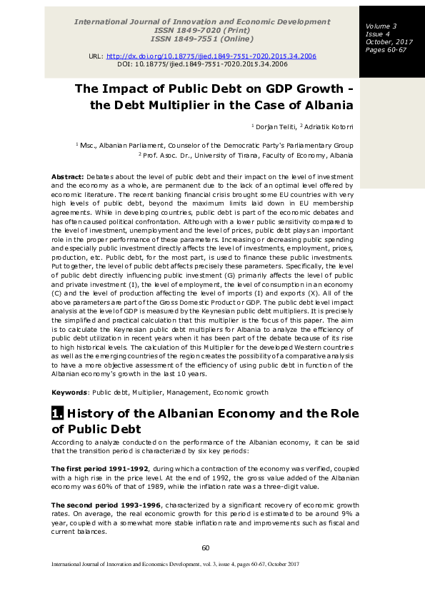 (PDF) The Impact of Public Debt on GDP Growth – the Debt Multiplier in ...