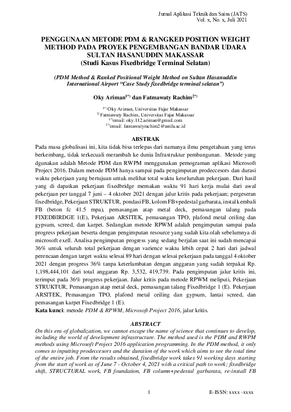 (PDF) APPLICATION OF POSITION DIAGRAM METHOD PDM RANKED POSITIONAL ...