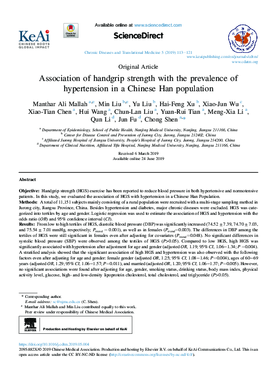 (PDF) Association of handgrip strength with the prevalence of ...