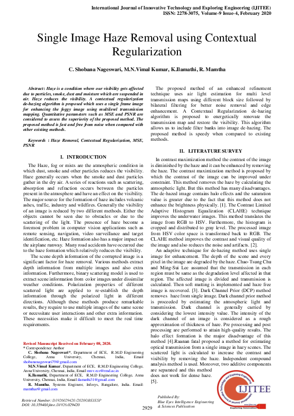 (PDF) Single Image Haze Removal using Contextual Regularization