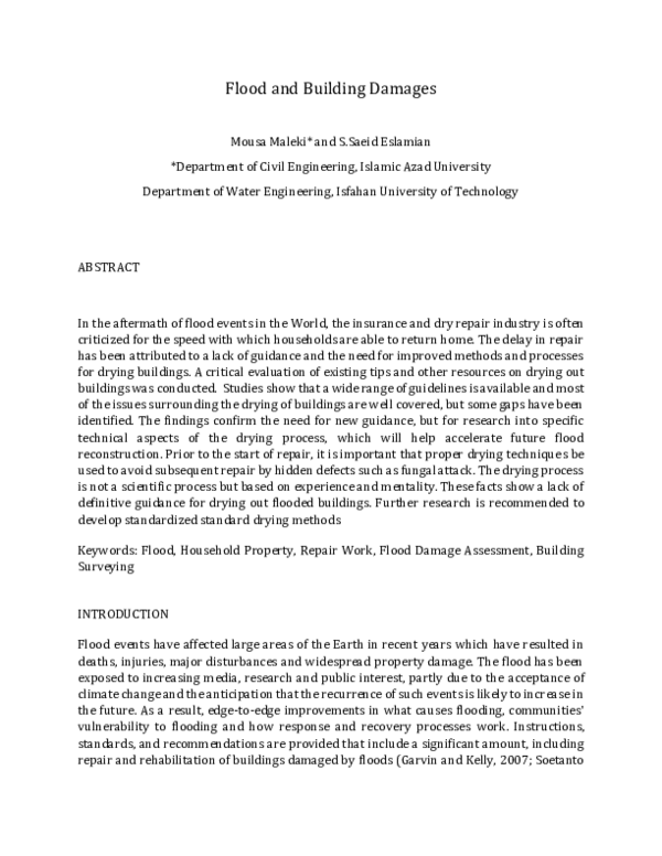 (PDF) Flood and Building Damages