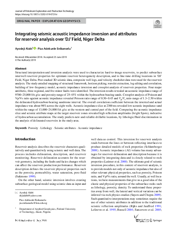 (PDF) Integrating seismic acoustic impedance inversion and attributes ...