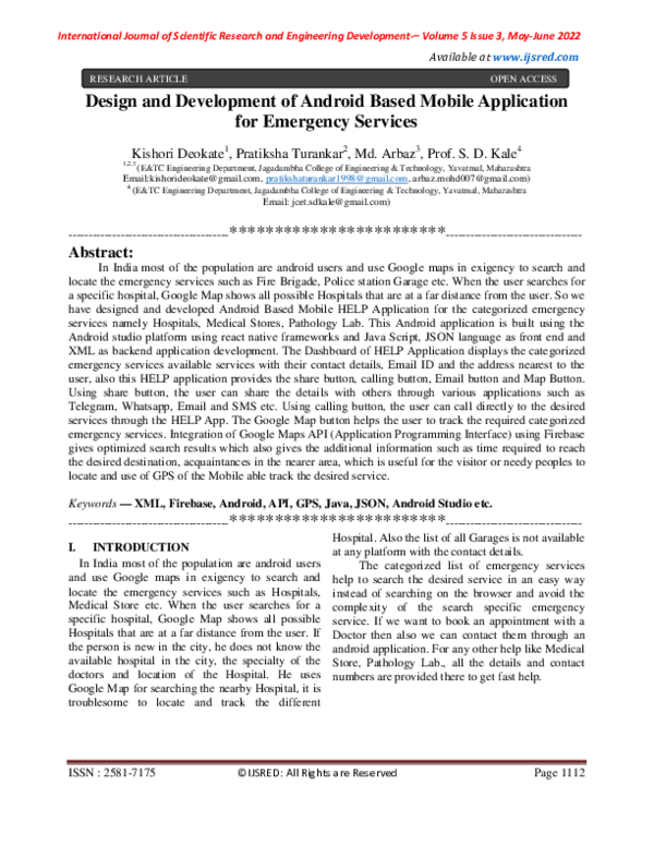 (PDF) Design and Development of Android Based Mobile Application for ...
