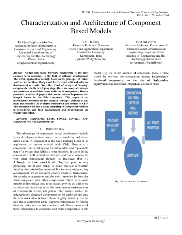 (PDF) Characterization and Architecture of Component Based Models