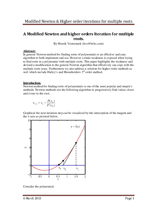 (PDF) A Modified Newton and higher orders Iteration for multiple