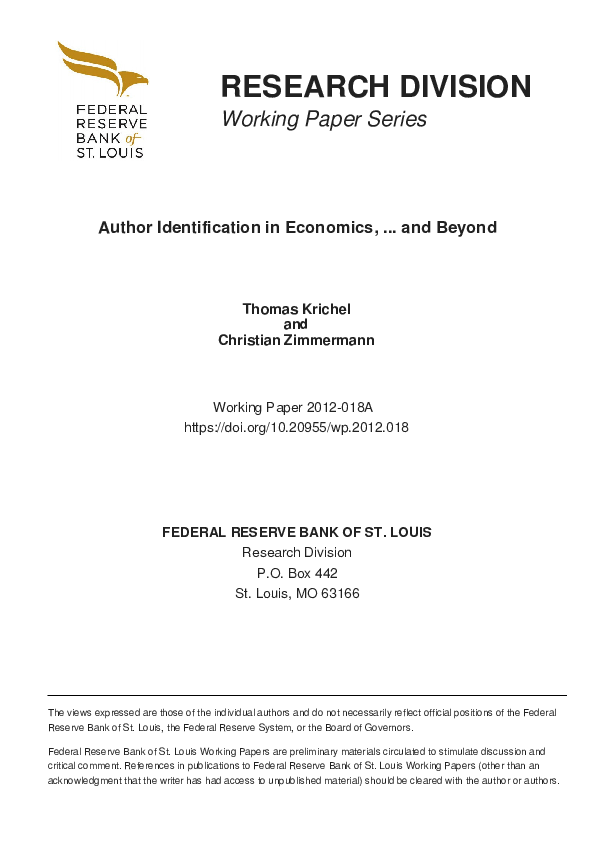 (PDF) Working Paper Series