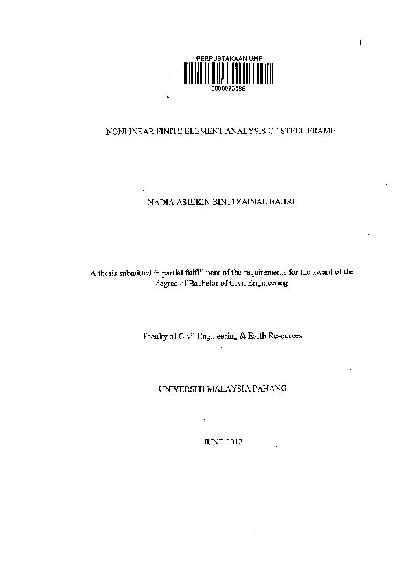 (PDF) Nonlinear Finite Element Analysis of Steel Frame with Semi-Rigid ...