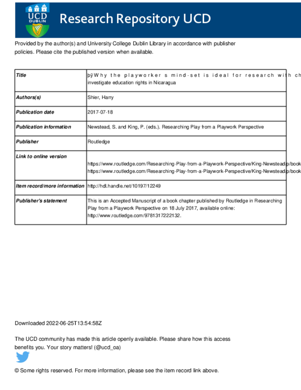 (PDF) Why the playworker’s mind-set is ideal for research with children
