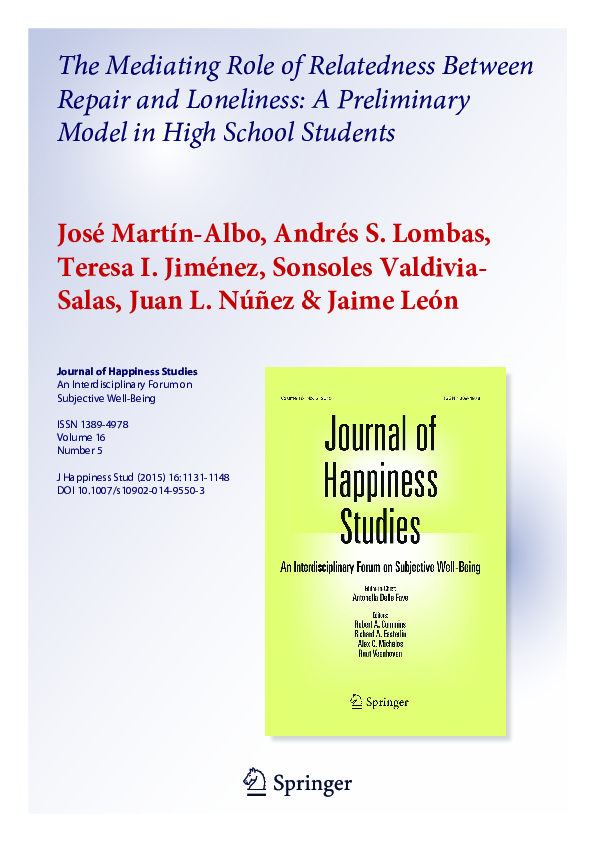 (PDF) The Mediating Role of Relatedness Between Repair and Loneliness ...