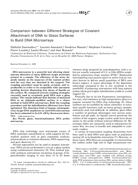 (PDF) Comparison between Different Strategies of Covalent Attachment of ...