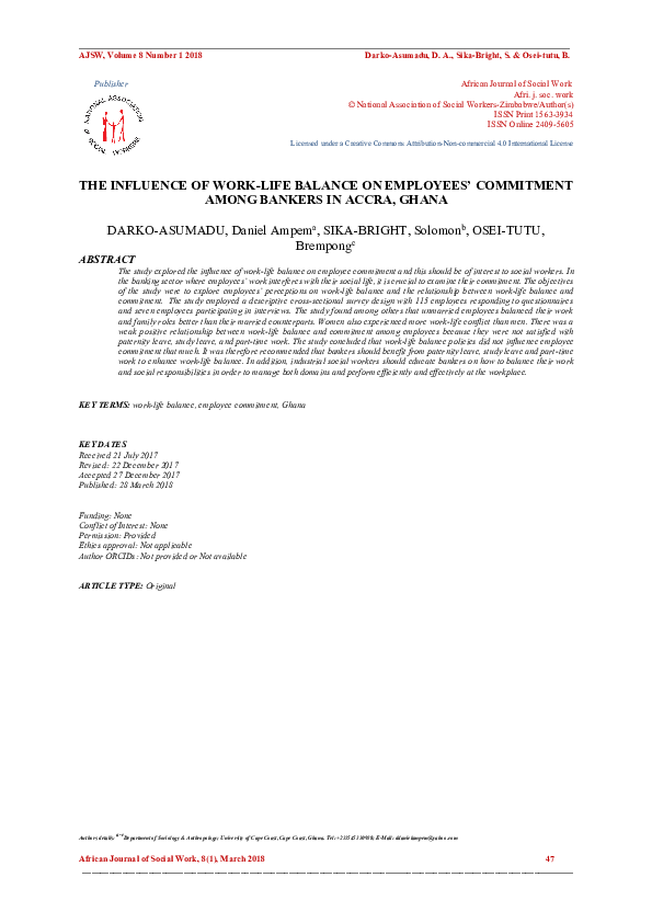 (PDF) The influence of work-life balance on employees’ commitment among ...