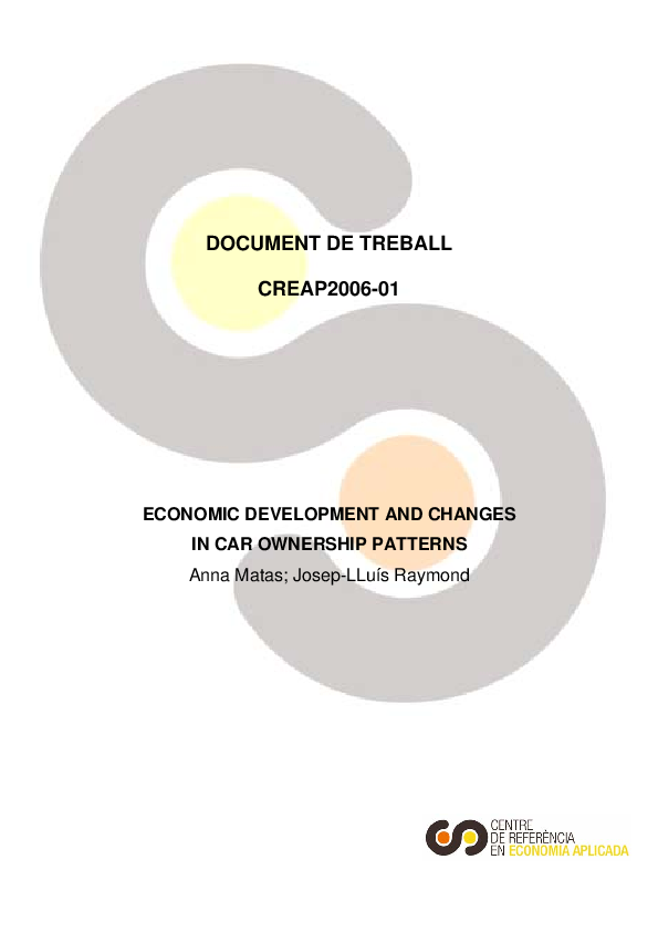 (PDF) Economic Development and Changes in Car Ownership Patterns