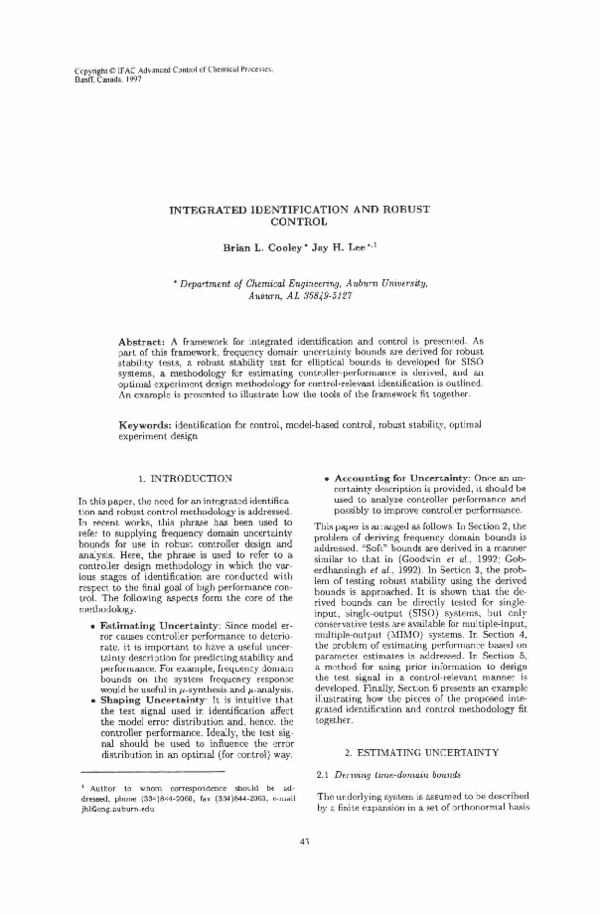 (PDF) Integrated identification and robust control