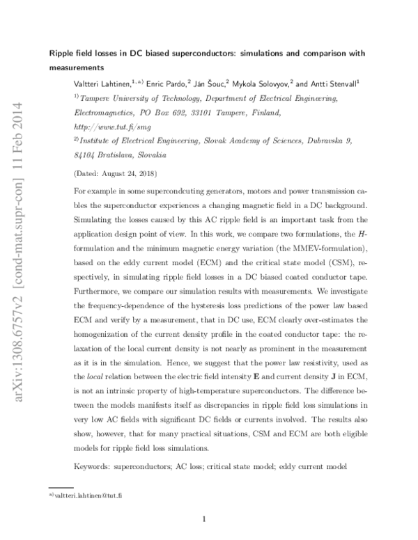 (PDF) Ripple field losses in direct current biased superconductors ...