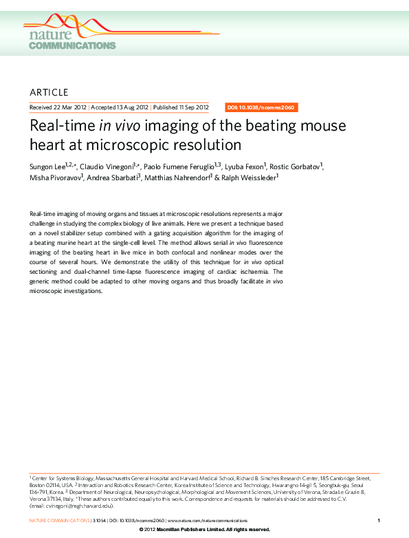 (PDF) Real-time in vivo imaging of the beating mouse heart at ...