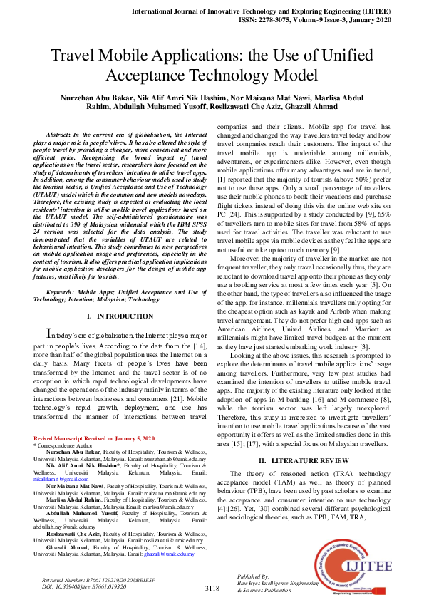 (PDF) Travel Mobile Applications: the Use of Unified Acceptance ...