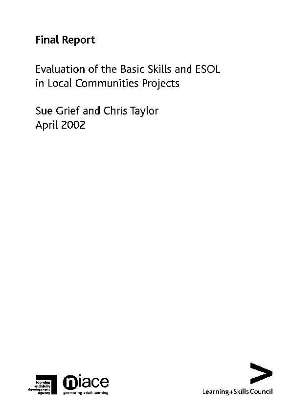 (PDF) Final report: evaluation of the Basic Skills and ESOL in Local ...