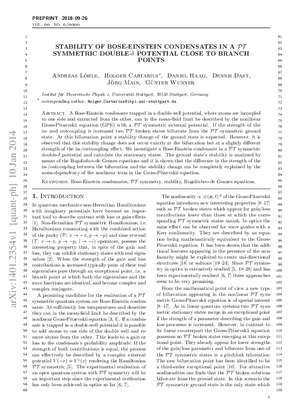 (PDF) Stability of Bose-Einstein Condensates in a PT-Symmetric Double-Δ ...