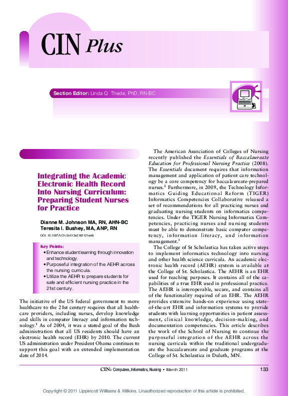 (PDF) Integrating the Academic Electronic Health Record Into Nursing ...