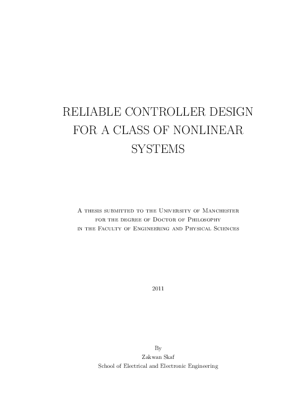 (PDF) Reliable controller design for a class of nonlinear systems