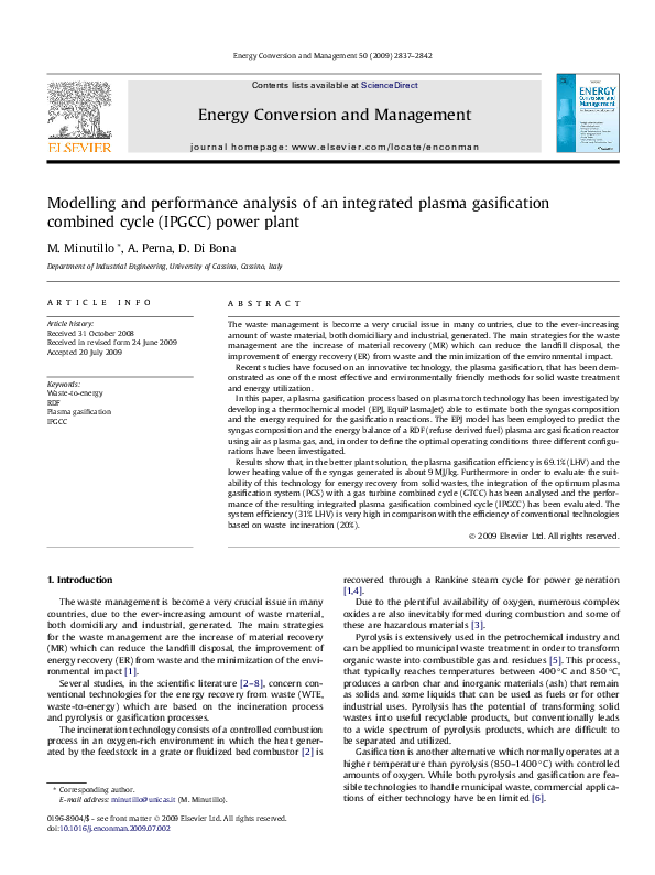 (PDF) Modelling and performance analysis of an integrated plasma ...