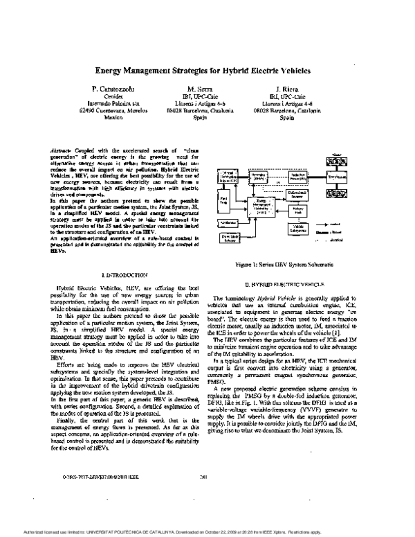 (PDF) Energy management strategies for hybrid electric vehicles