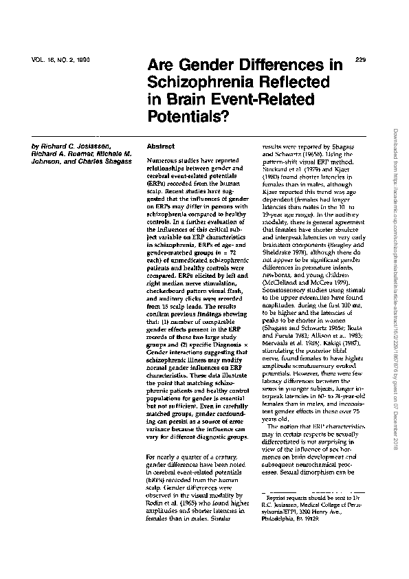 (PDF) Are Gender Differences in Schizophrenia Reflected in Brain Event ...