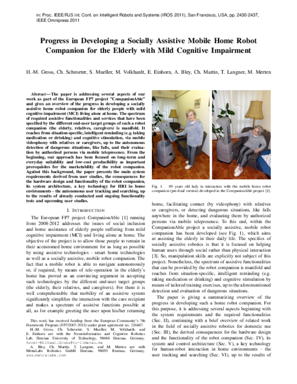 (PDF) Progress in developing a socially assistive mobile home robot ...