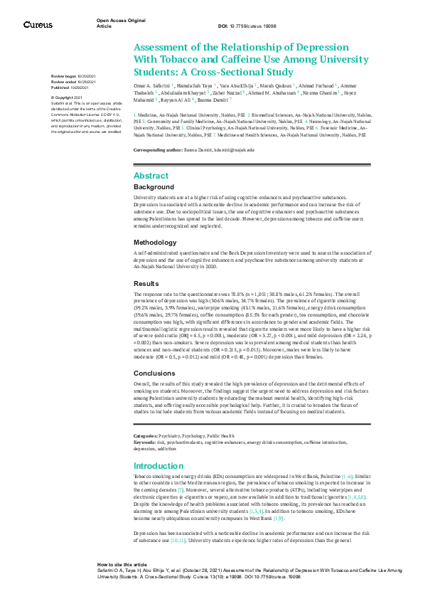 (PDF) Assessment of the Relationship of Depression With Tobacco and ...