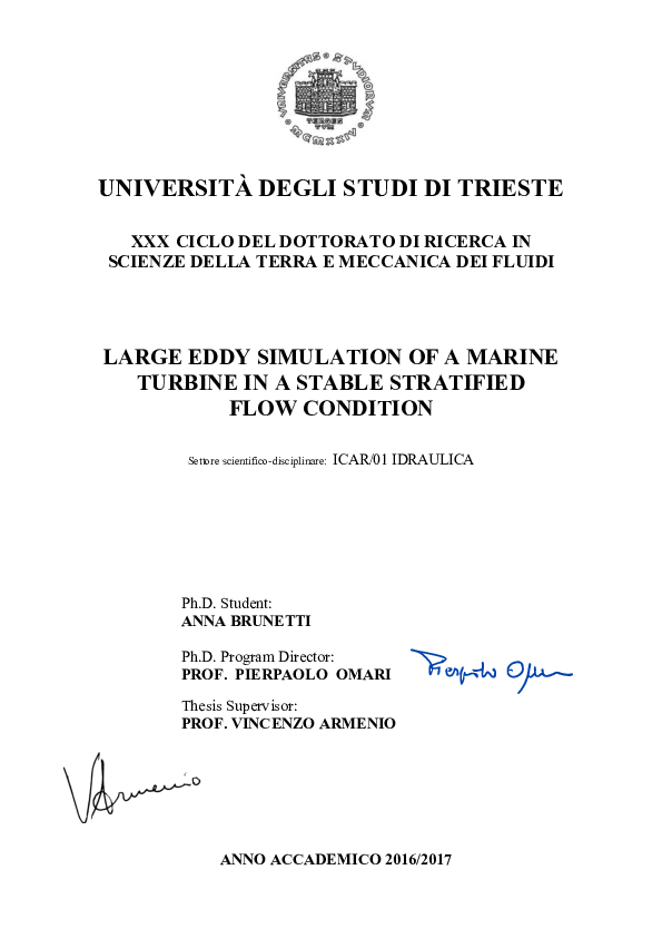 (PDF) Large eddy simulation of a marine turbine in a stable stratified ...