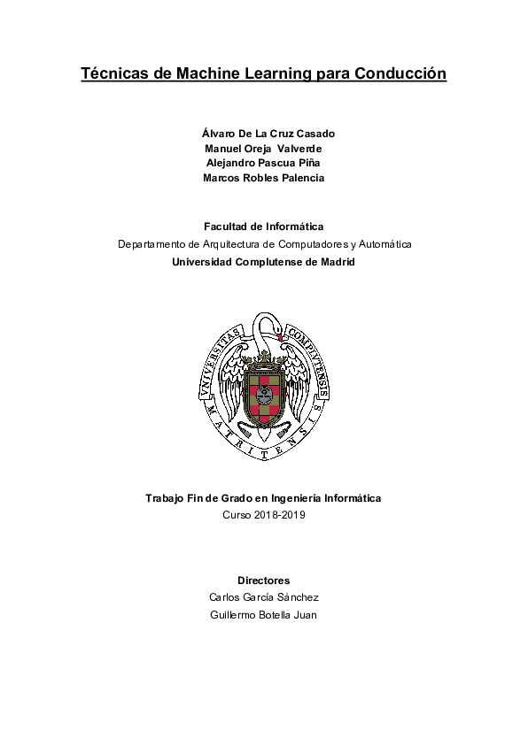 (PDF) Técnicas de Machine Learning para conducción