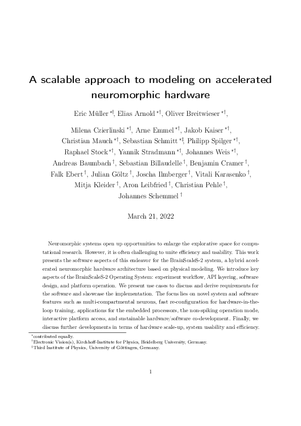(PDF) A Scalable Approach to Modeling on Accelerated Neuromorphic Hardware