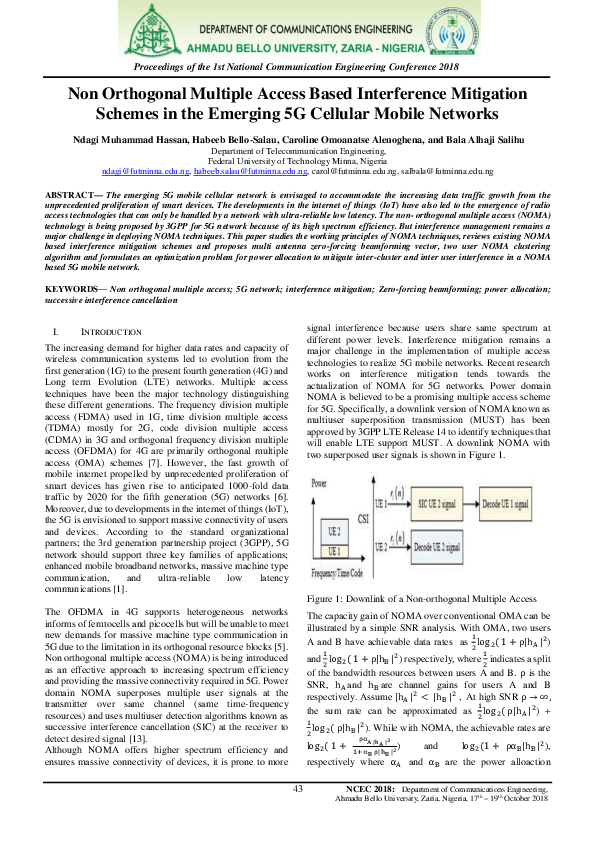 (PDF) Non Orthogonal Multiple Access Based Interference Mitigation ...